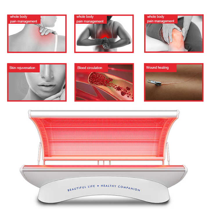 Full Body 5 Wavelength Infrared LED Therapy Bed Red Light Therapy Device for Home Use Pain Relief
