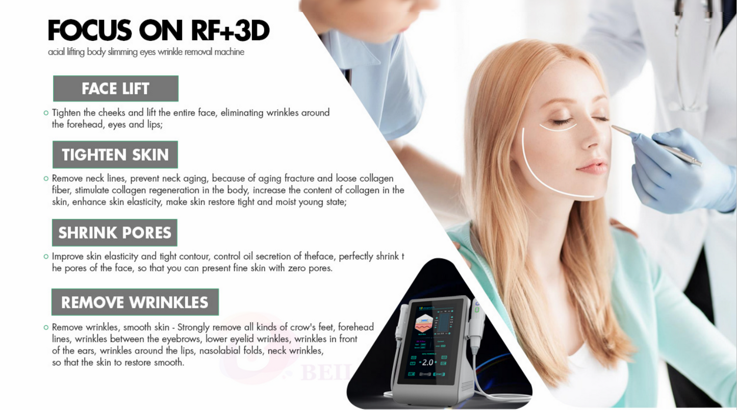 New Style 2 in 1 Focused RF & 3D Hifu Skin Lift Anti-aging Facial Lifting Anti Wrinkle Machine 12 lines
